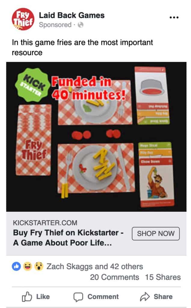 Facebook ad for Fry Thief